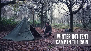 Early Winter Camping in the Rain with a Polish Lavvu and Wood Stove: Cooking Chili and Staying Warm