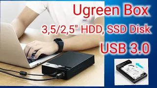 Ugreen - Корпус для HDD, SSD дисков 3,5/2,5" SATA, USB 3.0