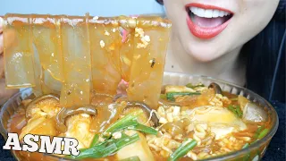 ASMR SPICY GIANT GLASS NOODLES + KING OYSTER MUSHROOMS EATING SOUNDS) NO TALKING | SAS-ASMR