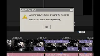 Workaround Error: 0x80131501 Sony VEGAS Pro 19.0 An error occurred while creating the media file.