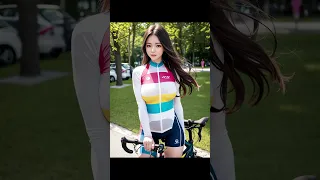 [AI Lookbook] AI 아트 룩북 공원 로드 바이크 여신 여자친구 Park Cycle Riding Beautiful Girl Friend ai model #Shorts