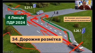 4 Лекція ПДР 2024. 34. ДОРОЖНЯ РОЗМІТКА 30. Номерні, розпізнавальні знаки, написи та позначення.