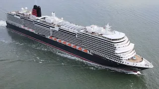 The new  Queen Anne Cunard cruise ship / liner  passing the Isle of wight  30/04/24  4k footage