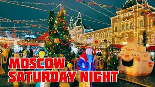MOSCOW SATURDAY NIGHT! Christmas Mood in The Streets of Russian Capital! LIVE
