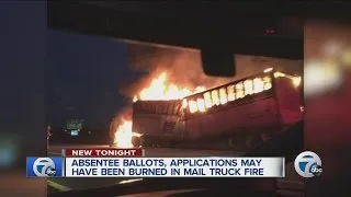 Officials investigating if absentee ballots were on USPS truck that caught fire