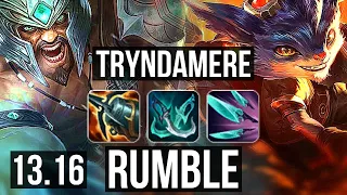 TRYNDAMERE vs RUMBLE (TOP) | 2.6M mastery, 7 solo kills, 1100+ games | NA Master | 13.16