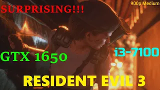 i3-7100+GTA 1650 4GB. RESIDENT EVIL 3 REMAKE TEST. Low, Medium, Max 1080p, 900p, 720p