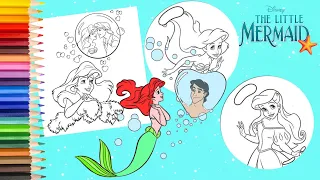 Coloring Disney The Little Mermaid - Princess Ariel and Prince Eric in a Bubble - Coloring Pages