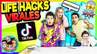 PROBAMOS LIFE HACKS VIRALES de TIKTOK en FAMILIA 🤪 Muy Locos y Funcionan 🥳 NeNo Family