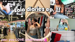 solo diaries 011: workout w/ me, LOTS of retail therapy 🛍, Halara try-on haul, and more :)