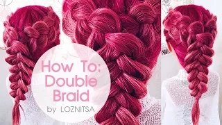 Как соединить две обратные косы в одну ? ... Прическа на 1 сентября ★ How To: Double Dutch Braid