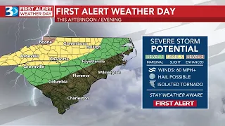 First Alert Weather Day declared for potentially severe storms this afternoon, tonight