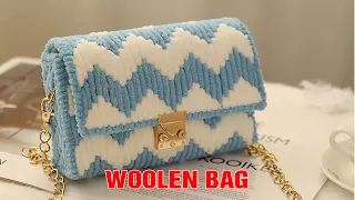 Easy Woolen Bag Making With Plastic Canvas | Make A Cute Crossbody Bag | Plastic Canvas Bag DIY