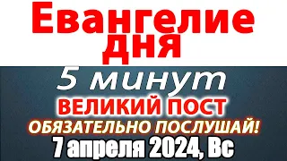 Евангелие дня с толкованием 07 апреля 2024 года Воскресенье. Святые дня. Календарь. Великий Пост