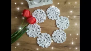 Mała serwetka, podkładka pod kubek na szydełku WITH SUBTITLES - small crochet doily, coffee coaster