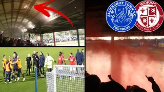 FIREWORKS, PYROS, LIMBS GALORE AND CROWD DRAMA IN A FIERCE NON LEAGUE DERBY (Aldershot vs Woking)