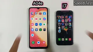 Samsung Galaxy A04e vs Iphone 7 | Speed Test And Comparison