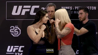 Mackenzie Dern vs. Amanda Cooper UFC 224 Media Day Staredown - MMA Fighting