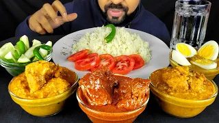 Spicy MUTTON CURRY, Dal CHICKEN, Dal EGG, Rice, Green Chili & Salad ASMR MUKBANG Eating| #LiveToEATT