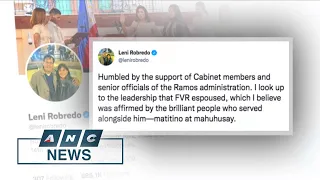 Ramos cabinet officials express support for Robredo's presidential candidacy | ANC