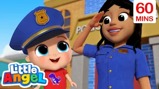 Baby John Discovers Everyday Heroes!👮‍♀️| Little Angel - Healthy Habits for kids