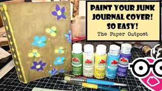 PAINT SUPER EASY FLOWERS on a JUNK JOURNAL COVERl Beginner friendly! The Paper Outpost!