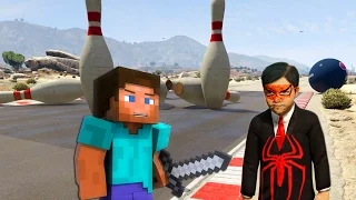 Örümcek Çocuk ve Minecraft Steve Bowling Oynuyor