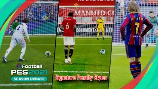 🔥 PES 2021 - ALL Realistic Signature Penalty Styles✅ Ft. Pogba, Ramos, Messi, Neymar | Fujimarupes