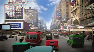 A Day in New York 1920s in color [60fps,Remastered] w/sound design added