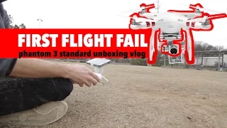 DJI Phantom 3 Standard Unboxing | VLOG | First Flight FAIL