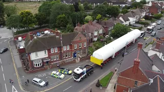 Drone footage shows giant oxygen tank being transported through Staffordshire