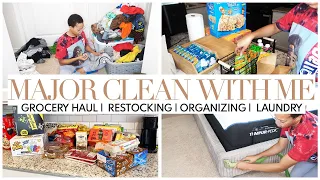 *NEW* MAJOR CLEAN WITH ME | GROCERY HAUL RESTOCKING ORGANIZING LAUNDRY | CLEANING MOTIVATION