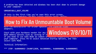 How to Fix An Unmountable Boot Volume Windows 7/8/10/11