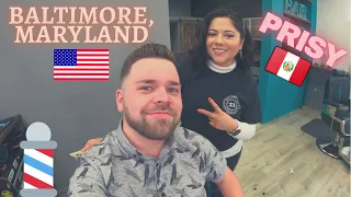 💈 Haircut & Beard Trim by ‘Prisy’ in Baltimore, Maryland, USA 🇺🇸 ASMR UNEDITED