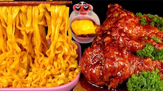 ASMR MUKBANG Spicy Cream Noodles & Spicy Cheese Chicken EATING SHOW (4K)