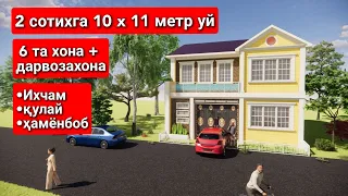 2 сотих ерга  10х11 метрлик ихчам уй,  6 та хона + дарвозахона