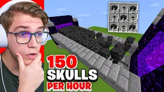 I Made A MEGA Wither Skeleton Skull Farm in Minecraft! (150+ Skulls/hour)