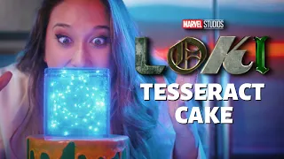 We made an EDIBLE Tesseract - Loki Gold Drip Cake! #baking #loki #marvel