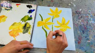 Painting Daffodils in Acrylic with Angela Corben