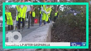 Hundreds of volunteers work to clean up garbage, beads left behind from Gasparilla festivities