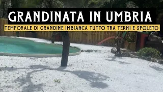 METEO - FORTISSIMA GRANDINATA in UMBRIA tra Terni e Spoleto, tutto imbiancato! 24/04/2023