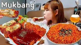 👩🏻‍🍳요리먹방-치즈돈까스파티+불닭볶음면🍜 돈까스 먹방은 이 영상이 끝판왕일듯?!😎 FIRE NOODLE MUKBANG ASMR EATINGSHOW REALSOUND 요리 먹방