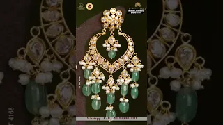 Beautiful cz earrings with green Emerald beads | Krishna Jewellers @brideessentials