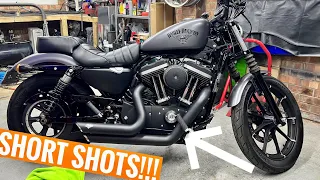 Harley Davidson Sportster 883 stock exhaust VS Vance and Hines Short Shots (STAGE 1)