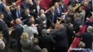 MPs fight in Ukraine parliament