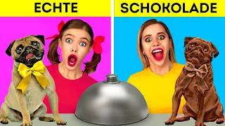 SCHOKOLADE VS ECHTES ESSEN FOOD-CHALLENGE || Lustige Streiche! Geschmackstest von 123 GO! FOOD