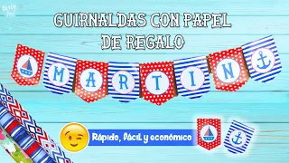 Como hacer Guirnaldas con papel de regalo - rápido, fácil y económico |Partypop DIY🎉|