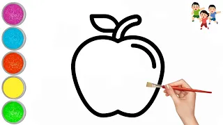 How to draw a Apple Drawing 🍎 | Glitter Rainbow Apple Drawing and Coloring for Kids | Easy Drawings