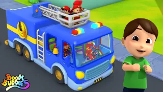 Räder auf dem Feuerwehrauto und Kinderlied auf Deutsch