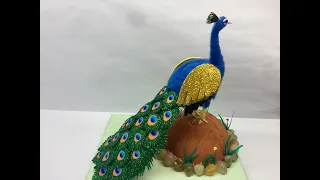 DIY Egg Shell Peacock |How to make 3D Peacock |Egg Shell Craft |Coconut Shell Craft ||Bestoutofwaste